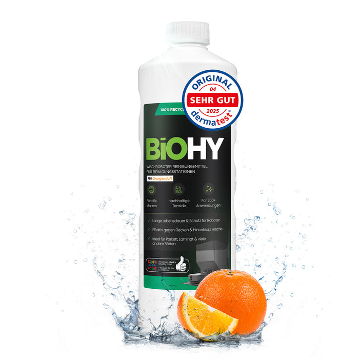 BiOHY Wischroboter Reinigungsmittel für Reinigungsstationen, Reiniger für Wischroboter, Nicht schmäumender Bodenreiniger, Bio-Konzentrat