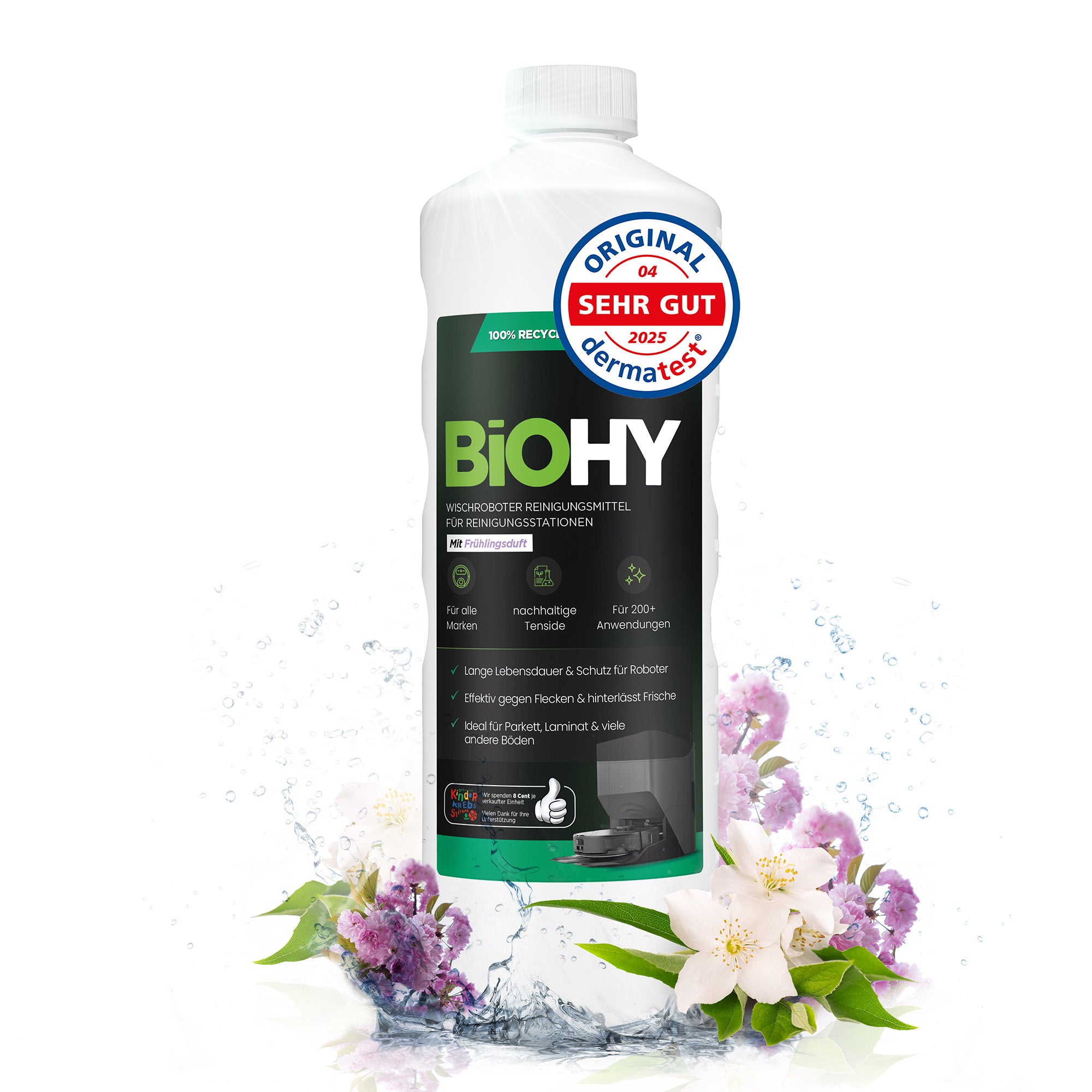 BiOHY Wischroboter Reinigungsmittel für Reinigungsstationen, Reiniger für Wischroboter, Nicht schmäumender Bodenreiniger, Bio-Konzentrat