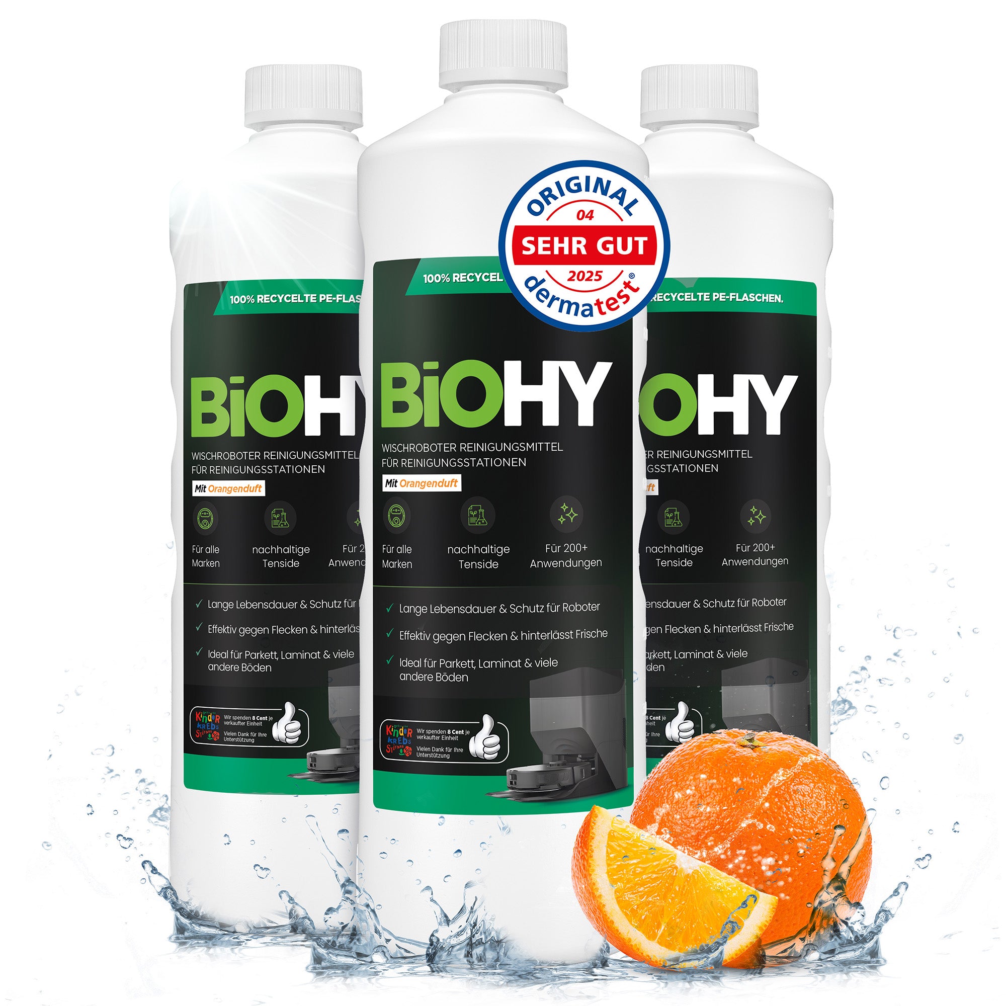 BiOHY Wischroboter Reinigungsmittel für Reinigungsstationen, Reiniger für Wischroboter, Nicht schmäumender Bodenreiniger, Bio-Konzentrat