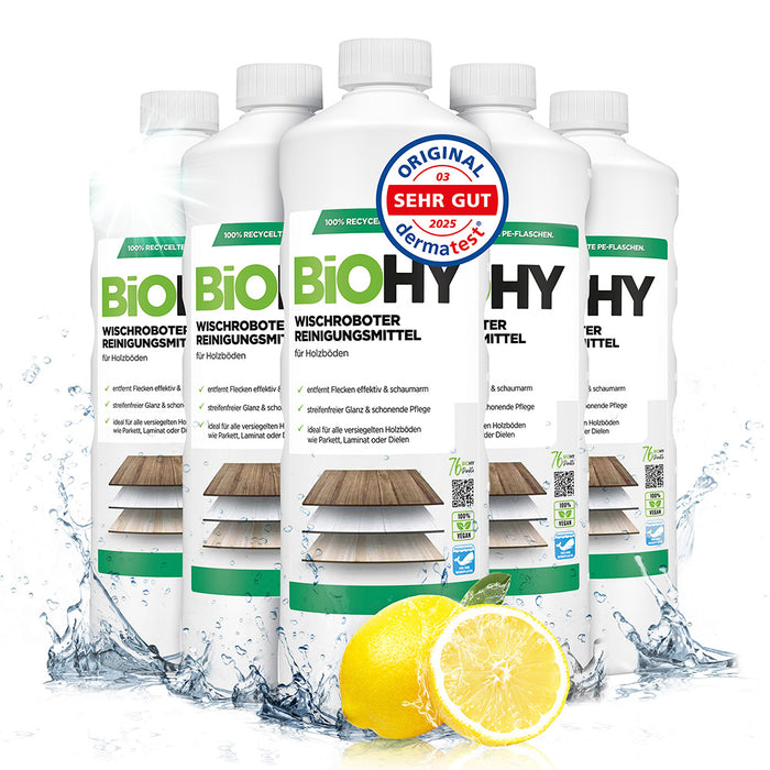 Detergente per robot di pulizia BiOHY per pavimenti in legno, detergente per robot di pulizia, detergente per pavimenti non schiumogeno, concentrato organico