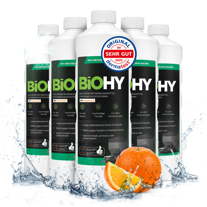 BiOHY Wischroboter Reinigungsmittel für Reinigungsstationen, Reiniger für Wischroboter, Nicht schmäumender Bodenreiniger, Bio-Konzentrat