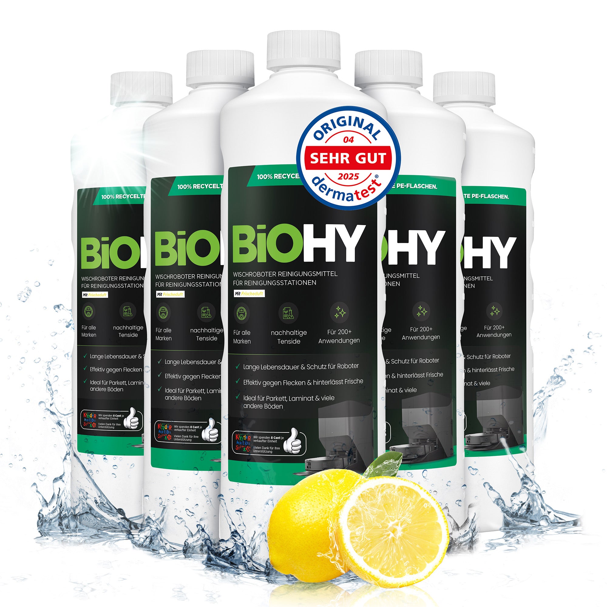 BiOHY Wischroboter Reinigungsmittel für Reinigungsstationen, Reiniger für Wischroboter, Nicht schmäumender Bodenreiniger, Bio-Konzentrat