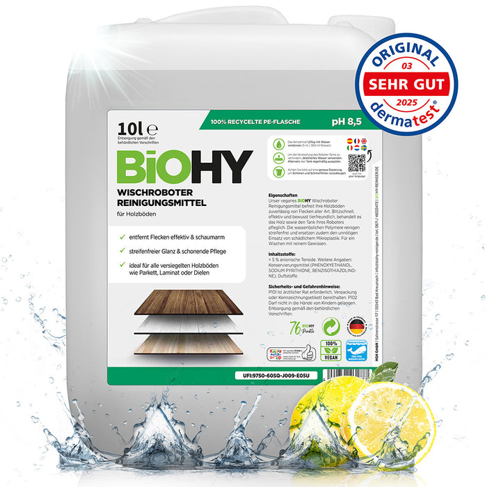 Detergente per robot di pulizia BiOHY per pavimenti in legno, detergente per robot di pulizia, detergente per pavimenti non schiumogeno, concentrato organico
