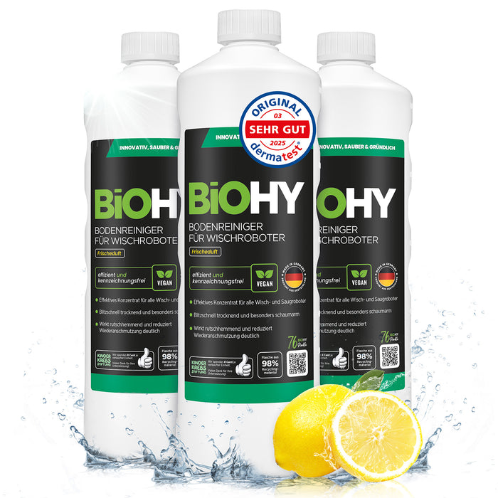BiOHY floor cleaner for wiping robots, organic cleaner, floor wiping care, non-foaming floor cleaner