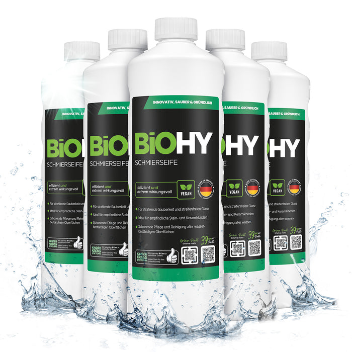 BiOHY Schmierseife – umweltfreundlich, vegan & Made in Germany (Etikett mit Dosierhinweis)