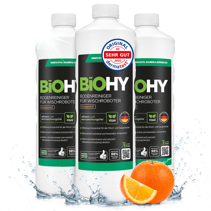 BiOHY floor cleaner for wiping robots, organic cleaner, floor wiping care, non-foaming floor cleaner