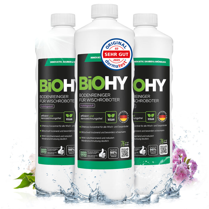 BiOHY floor cleaner for wiping robots, organic cleaner, floor wiping care, non-foaming floor cleaner
