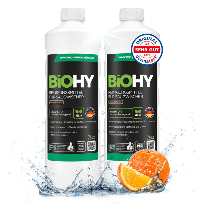BiOHY Reiniger für Saugwischer mit Orangenduft – veganes Konzentrat für Tineco & Kärcher FC Saugwischer (Produktflasche)