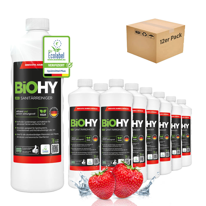 BiOHY Sanitärreiniger Plus – gegen Kalk & Urinstein, hygienisch & vegan (im Einsatz)