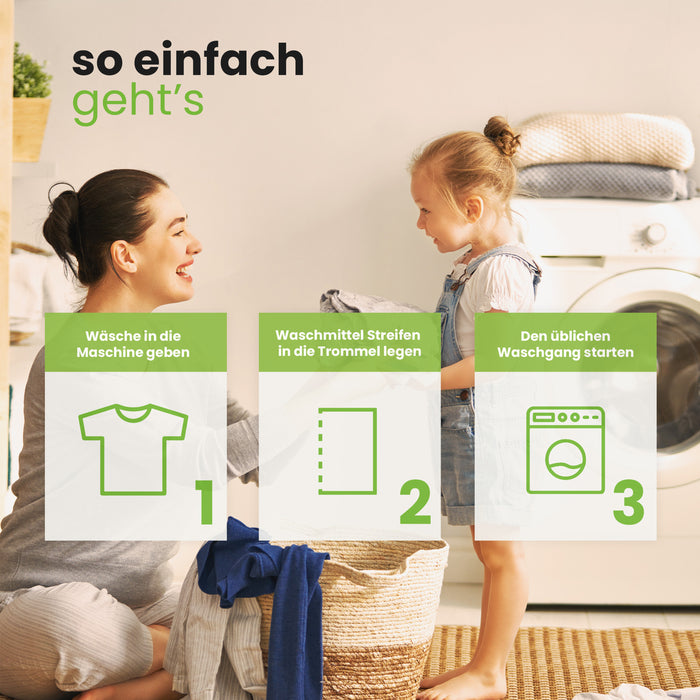 Fogli di detersivo BiOHY, strisce di detersivo, detersivo da viaggio, carta di lavaggio idrosolubile