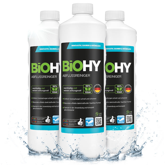 Detergente per scarichi BiOHY, scovolino, agente antitubo, concentrato