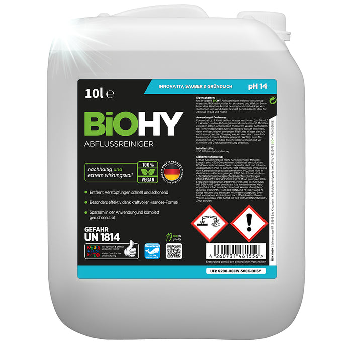 Detergente per scarichi BiOHY, scovolino, agente antitubo, concentrato