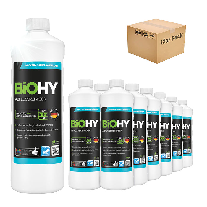 Detergente per scarichi BiOHY, scovolino, agente antitubo, concentrato