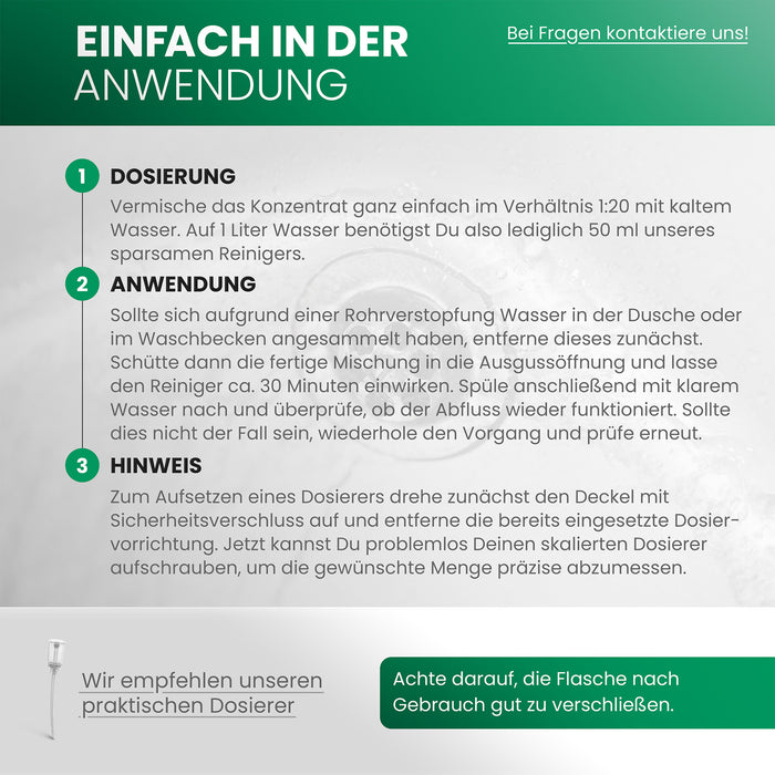 Detergente per scarichi BiOHY, scovolino, agente antitubo, concentrato