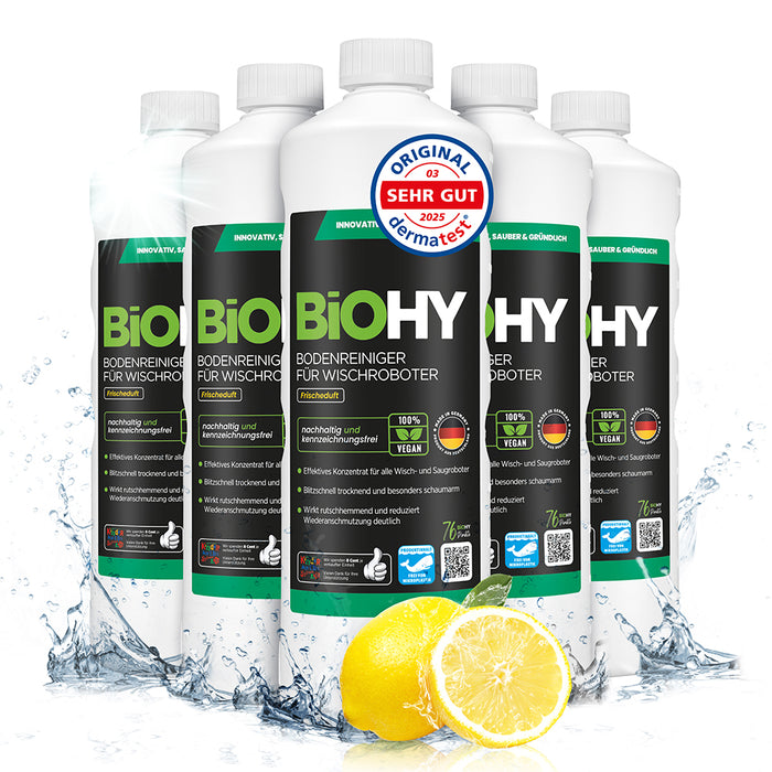 BiOHY floor cleaner for wiping robots, organic cleaner, floor wiping care, non-foaming floor cleaner