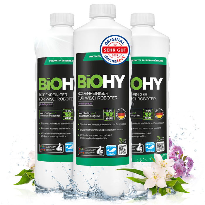 BiOHY floor cleaner for wiping robots, organic cleaner, floor wiping care, non-foaming floor cleaner