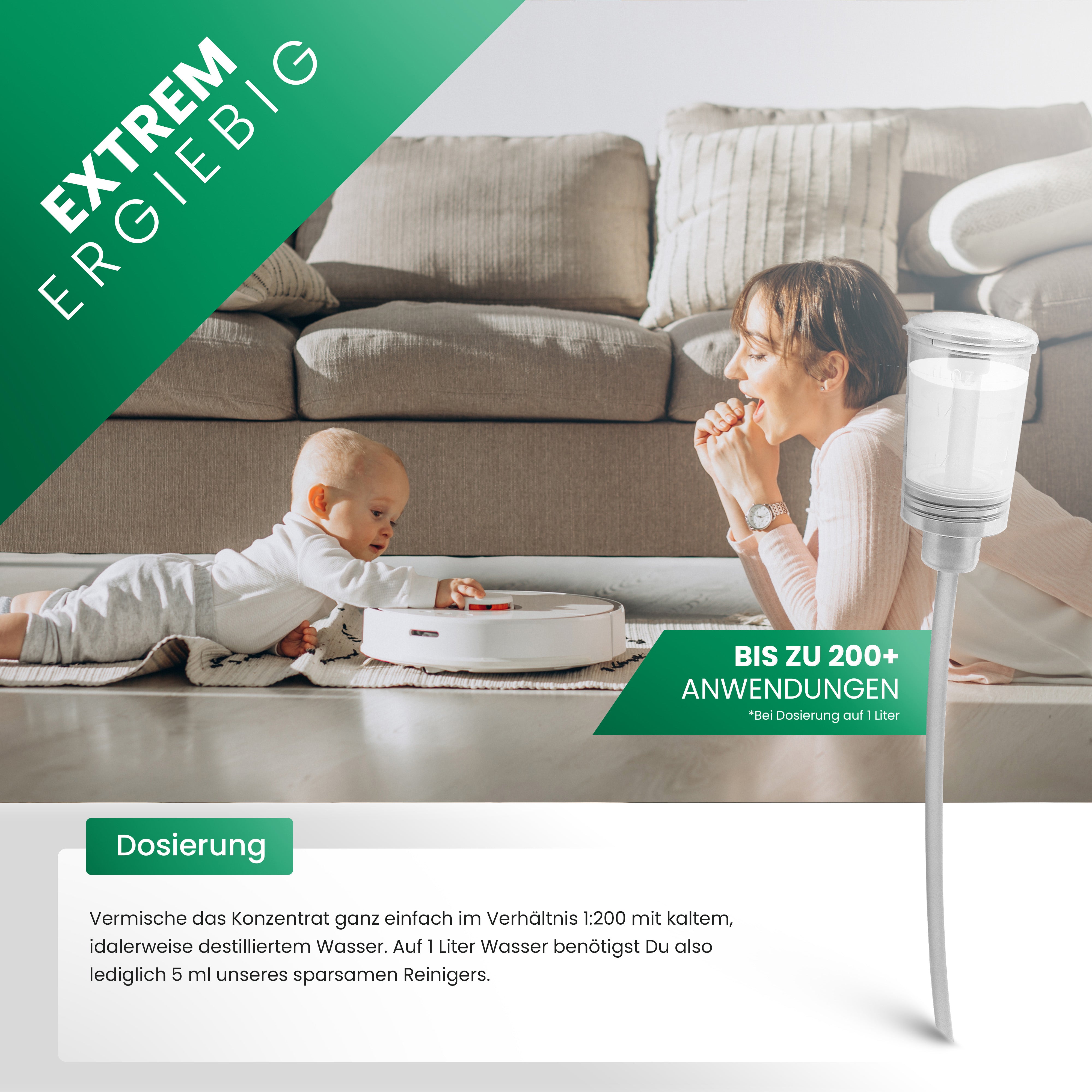 Detergente per pavimenti BiOHY per robot di pulizia, detergente organico, cura per la pulizia dei pavimenti, detergente per pavimenti non schiumogeno