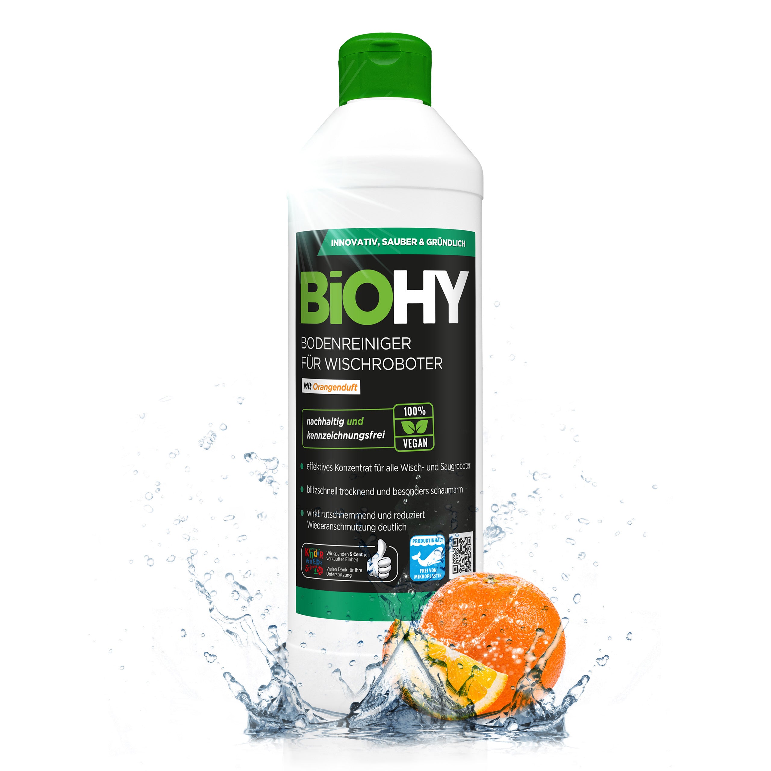 BiOHY floor cleaner for wiping robots, organic cleaner, floor wiping care, non-foaming floor cleaner