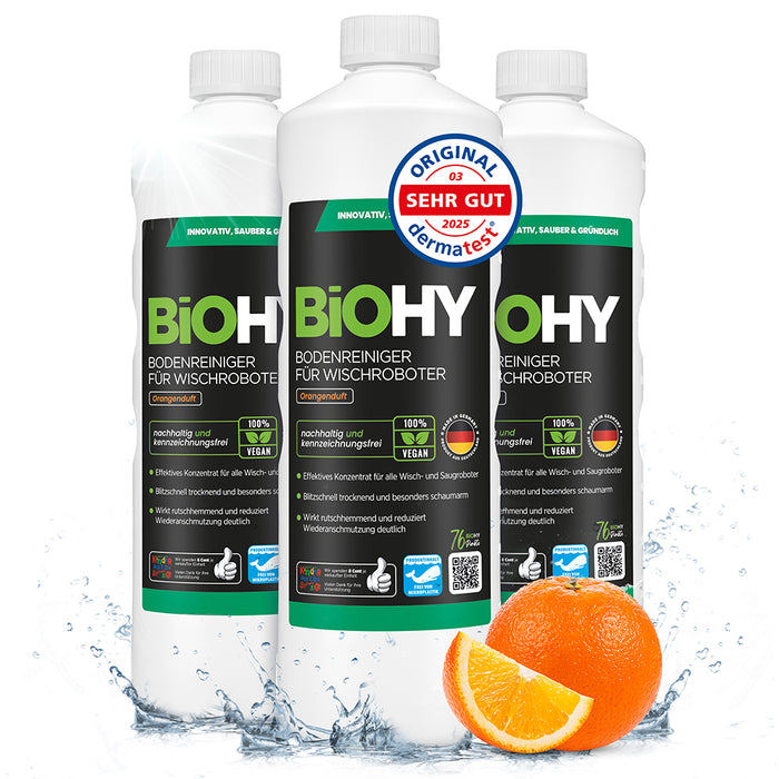 BiOHY floor cleaner for wiping robots, organic cleaner, floor wiping care, non-foaming floor cleaner