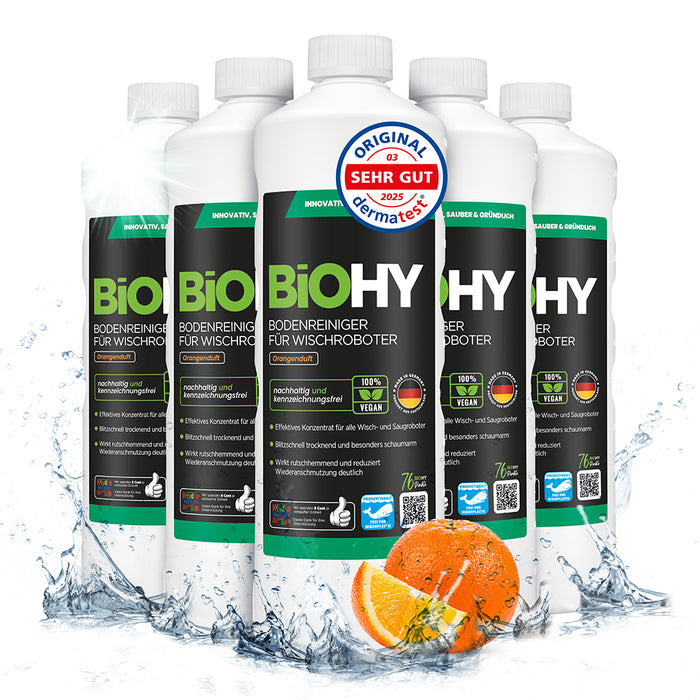 BiOHY floor cleaner for wiping robots, organic cleaner, floor wiping care, non-foaming floor cleaner