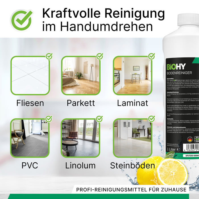 Detergente per pavimenti BiOHY, detergente per pavimenti, detergente per pavimenti non schiumogeno, concentrato organico