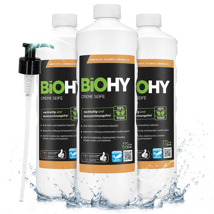 Sapone in crema BiOHY, lozione detergente delicata per la pelle, sapone per le mani senza fosfati, crema saponata idratante