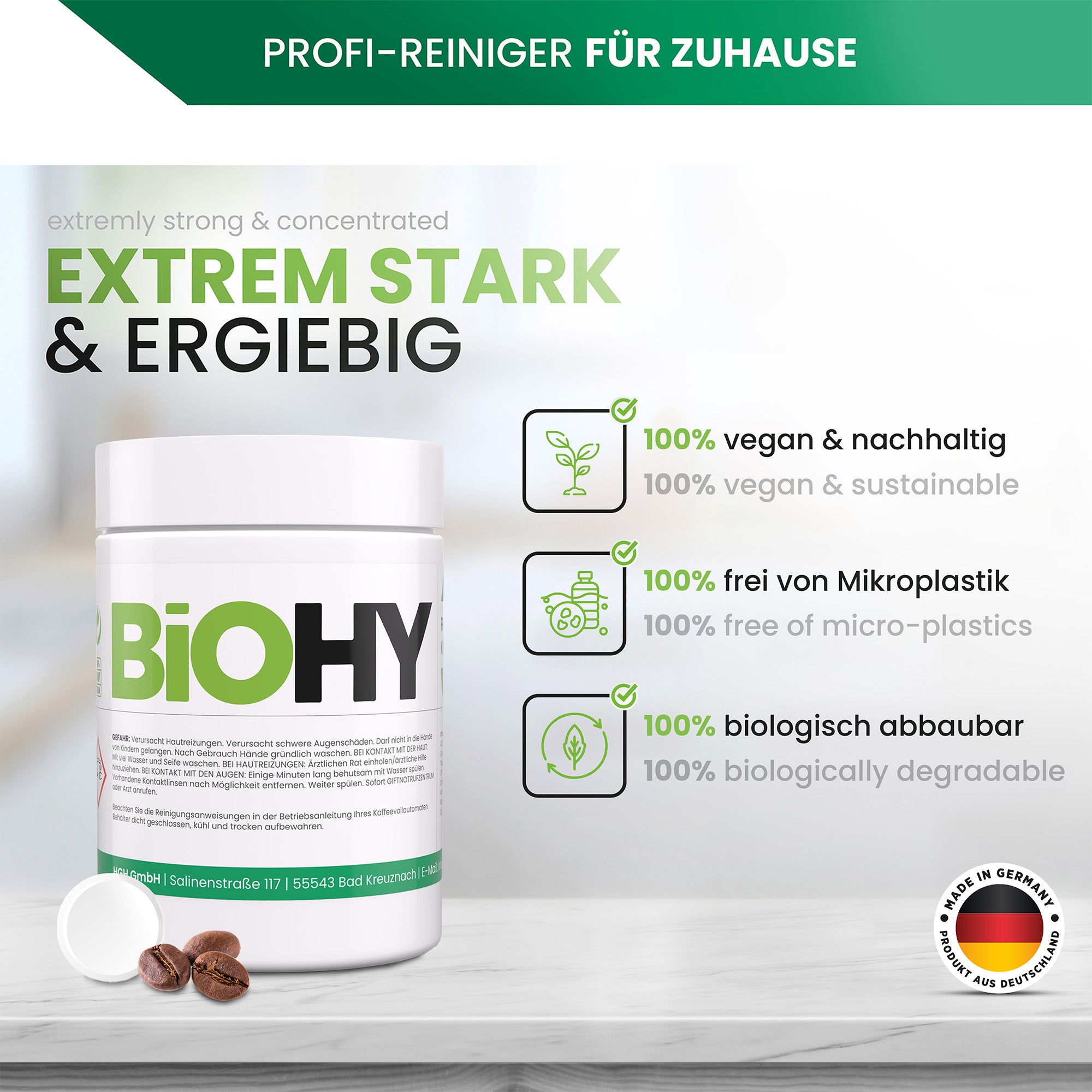 Pastiglie detergenti BiOHY per macchine da caffè completamente automatiche, pastiglie decalcificanti, decalcificanti per macchine da caffè completamente automatiche, pastiglie per la pulizia di macchine da caffè