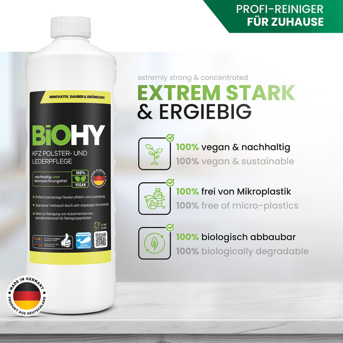BiOHY car upholstery &amp; leather care, car upholstery cleaner, car seat cleaner, interior care