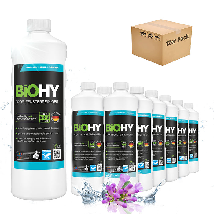 BiOHY professional window cleaner, glass cleaner, window cleaning agent, organic concentrate