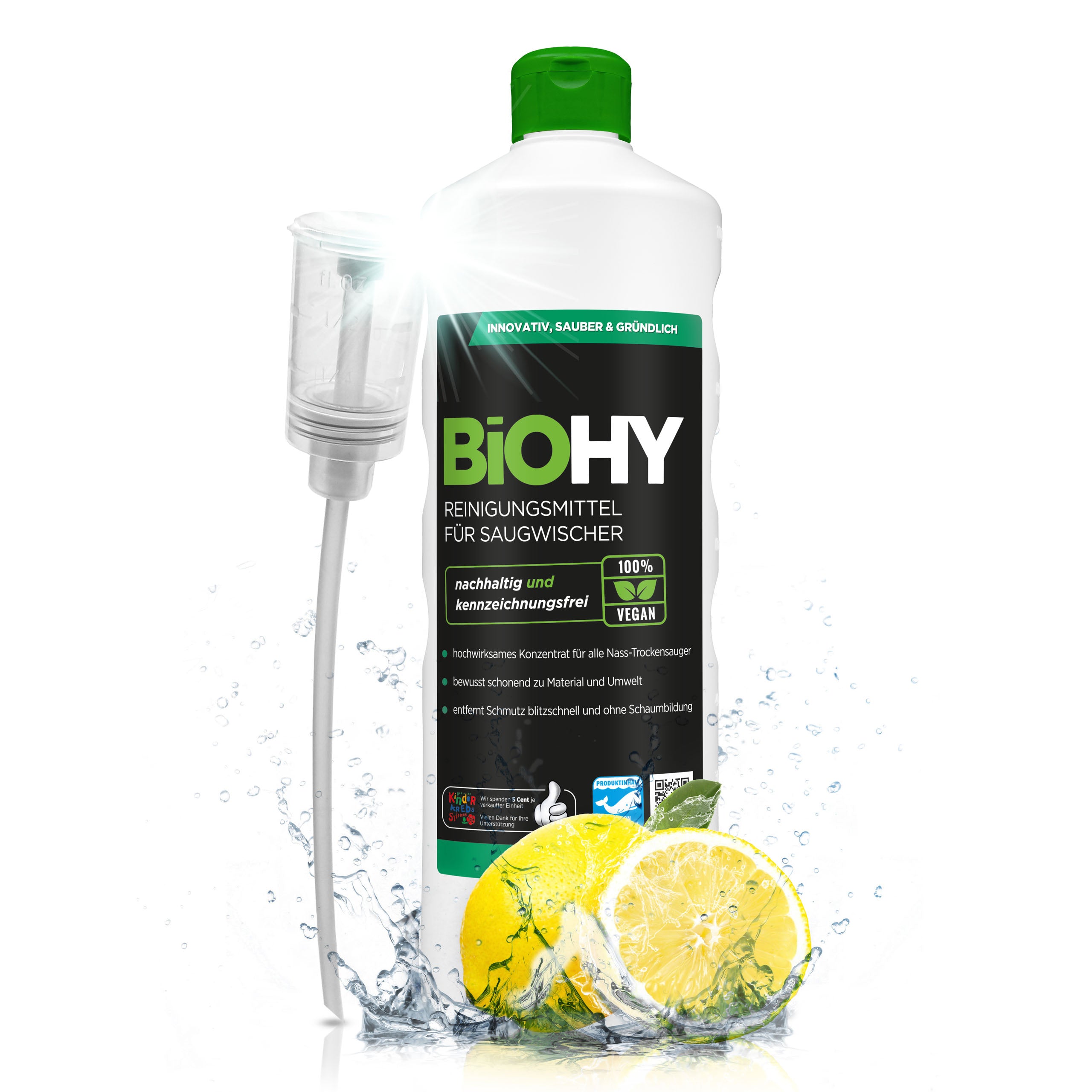 BiOHY cleaning agent for vacuum wipers, cleaners for wet and dry vacuum cleaners, floor care products, organic cleaners