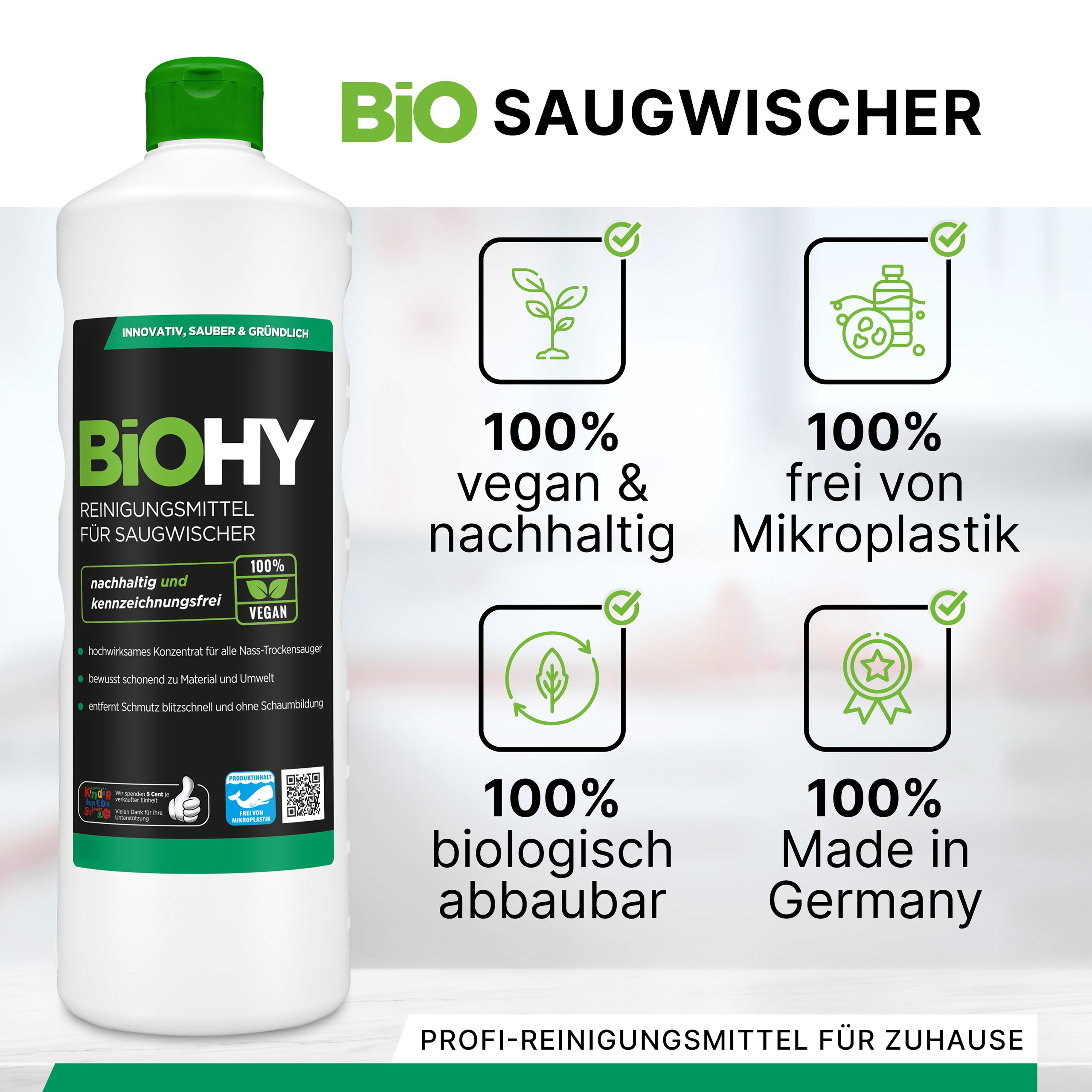 Detergente BiOHY per tergicristalli aspirapolvere, detergenti per aspiraliquidi e aspiraliquidi, prodotti per la cura dei pavimenti, detergenti organici