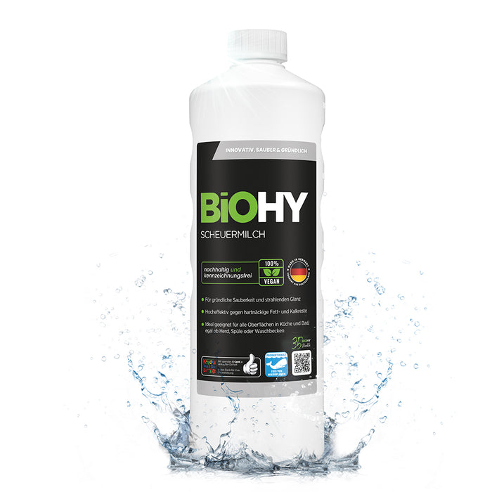 Latte abrasivo BiOHY, agente abrasivo, detergente per cucina e bagno, latte detergente