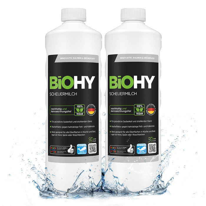 Latte abrasivo BiOHY, agente abrasivo, detergente per cucina e bagno, latte detergente