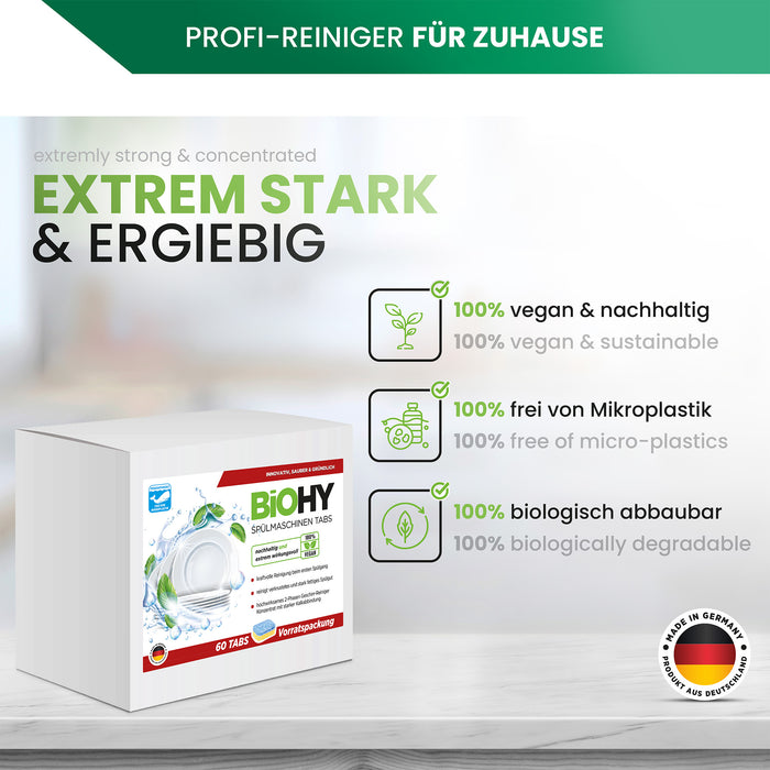 Pastiglie per lavastoviglie BIOHY (2 fasi), pastiglie per lavastoviglie, pastiglie per lavastoviglie, pastiglie per risciacquo 