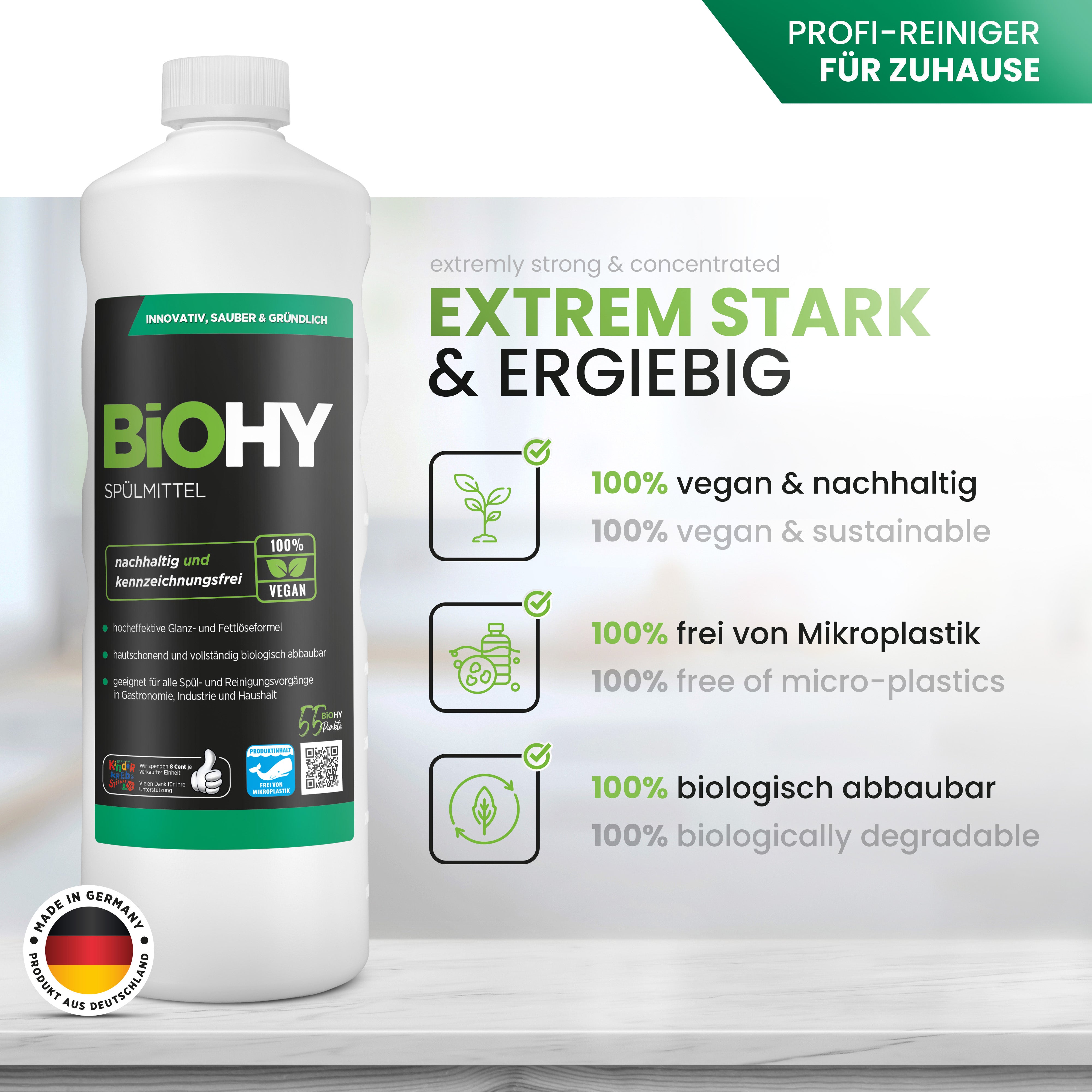 BiOHY washing-up liquid, dishwashing liquid, hand washing-up liquid, dishwashing detergent, B2B