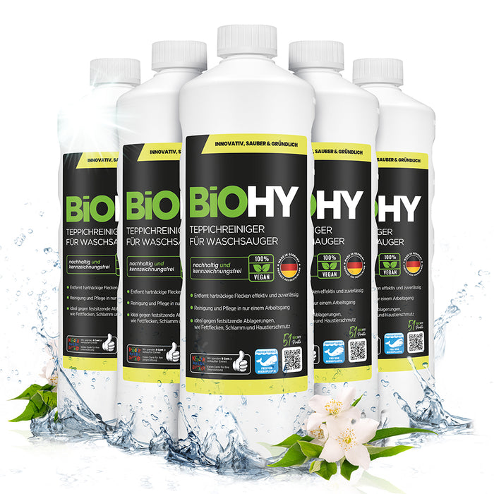 BiOHY carpet cleaner for vacuum cleaners, carpet shampoo, textile cleaners, carpet steam cleaners