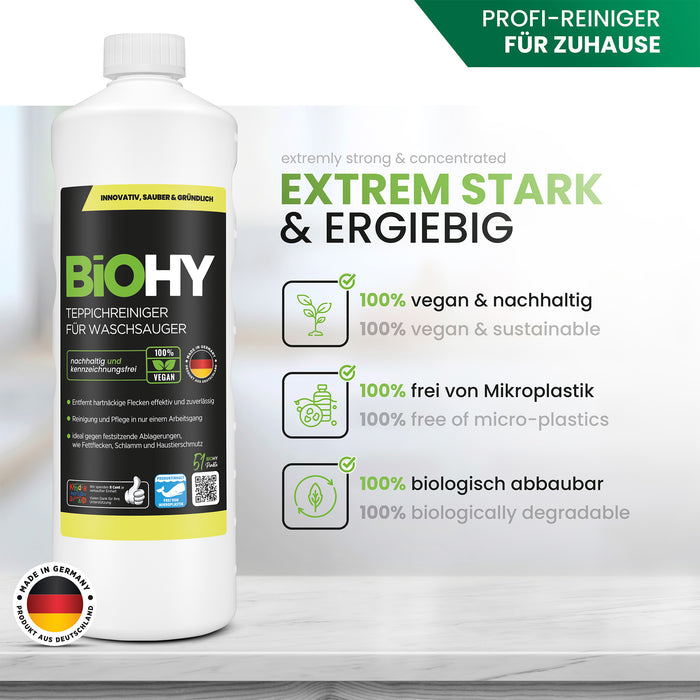 BiOHY carpet cleaner for vacuum cleaners, carpet shampoo, textile cleaners, carpet steam cleaners