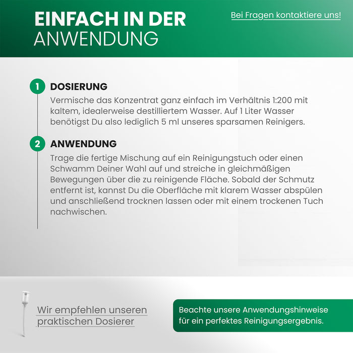BiOHY Vordach- und Terrassendachreiniger – umweltfreundlich, vegan & Made in Germany (Etikett mit Dosierhinweis)