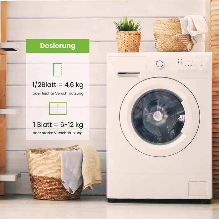 Fogli di detersivo BiOHY, strisce di detersivo, detersivo da viaggio, carta di lavaggio idrosolubile