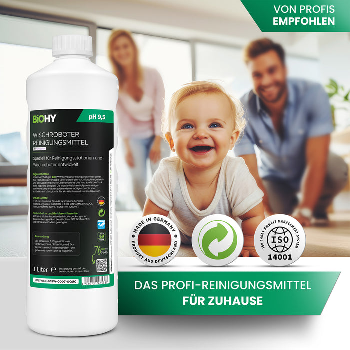 BiOHY Wischroboter Reinigungsmittel für Reinigungsstationen, Reiniger für Wischroboter, Nicht schmäumender Bodenreiniger, Bio-Konzentrat