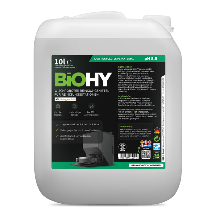 BiOHY Mopping robot cleaning agent for cleaning stations, cleaner for mopping robots, non-mudding floor cleaner, organic concentrate