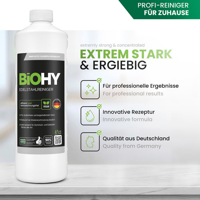 Detergente per acciaio inossidabile BiOHY, spray detergente per acciaio inossidabile, prodotto per la cura dell'acciaio inossidabile, detergente per acciaio inossidabile