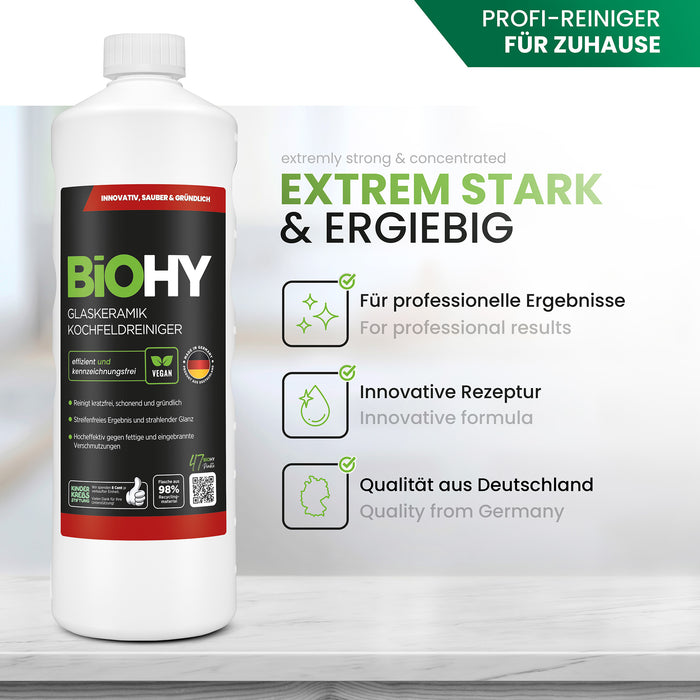 Detergente per piani cottura in vetroceramica BiOHY, detergente per piani cottura in vetroceramica, detergente per vetroceramica, detergente per fornelli