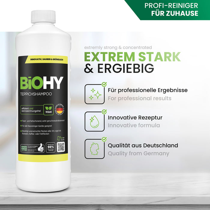 Shampoo per tappeti BiOHY, detergente per tappeti, detergente per tappeti, schiuma per tappeti