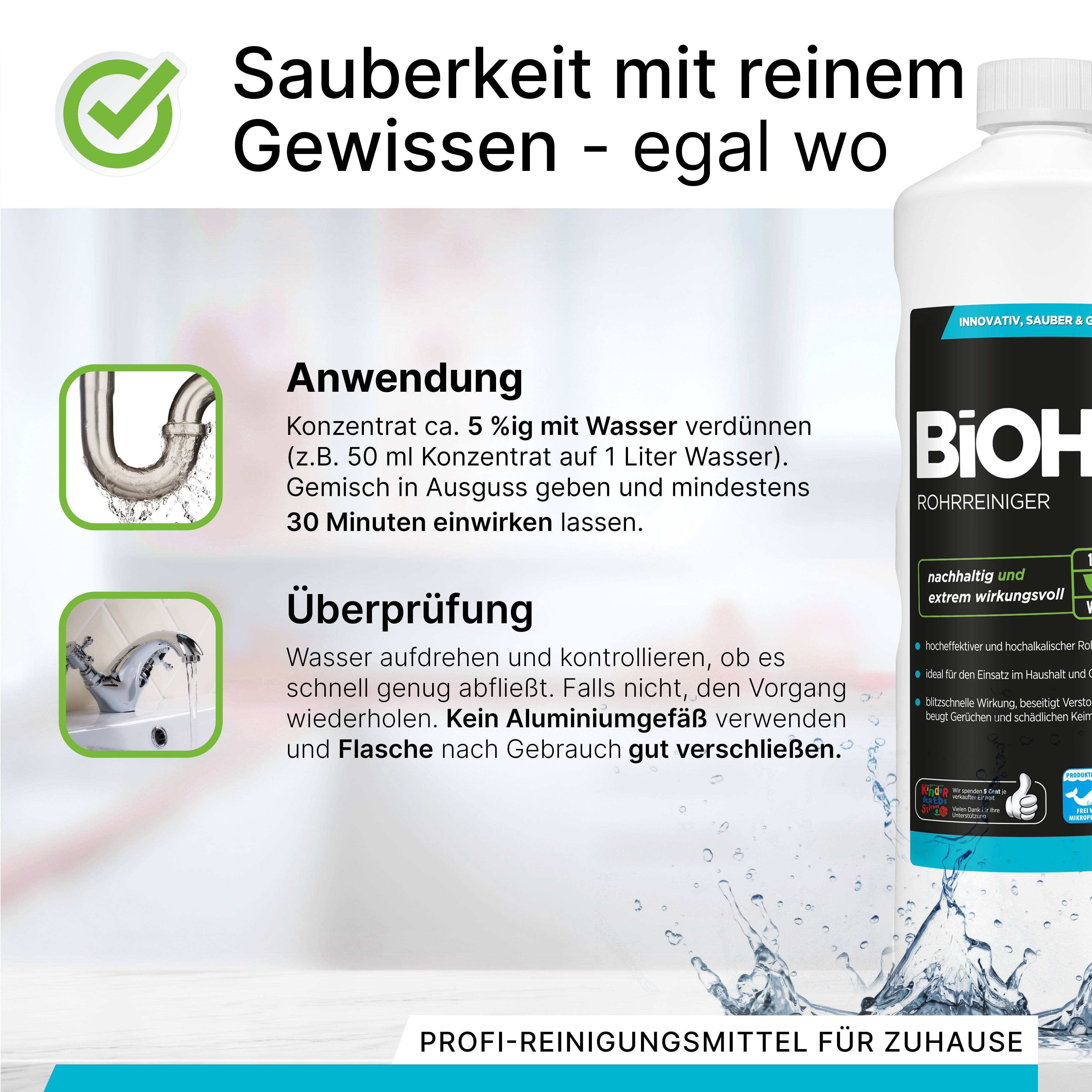 BiOHY pipe cleaner, drain cleaner, raw-free agent, professional concentrate