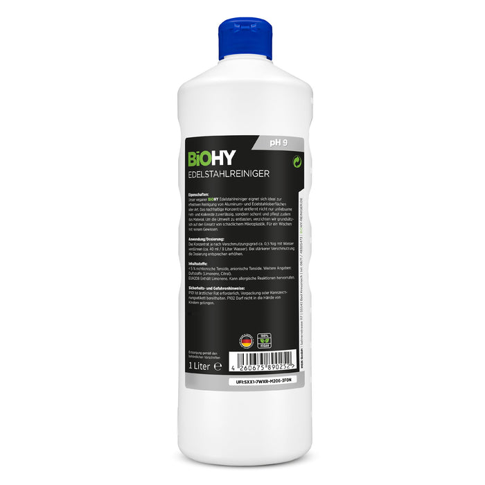 Detergente per acciaio inossidabile BiOHY, spray detergente per acciaio inossidabile, prodotto per la cura dell'acciaio inossidabile, detergente per acciaio inossidabile