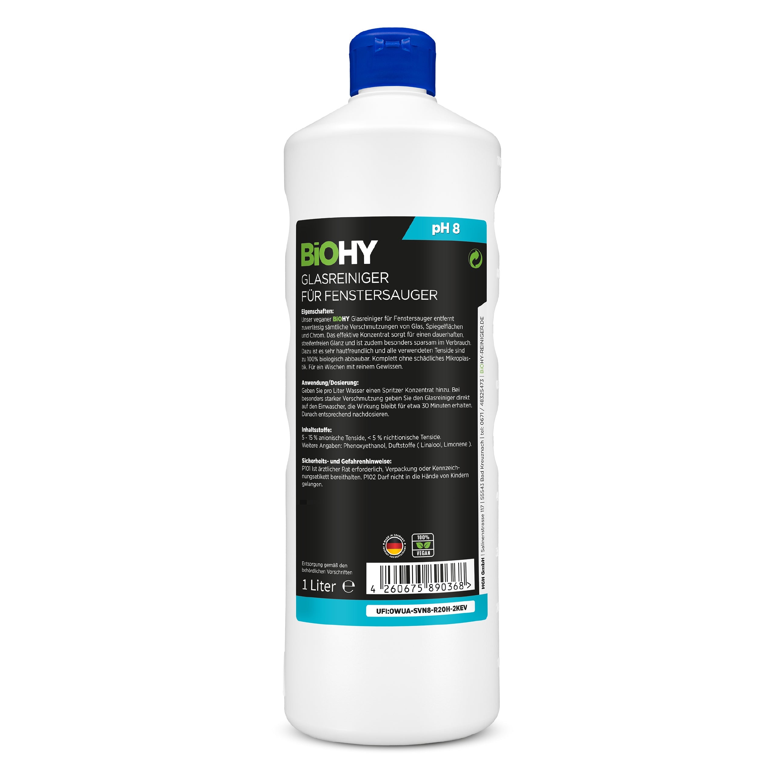 BiOHY glass cleaner for window vacuums, window cleaning agents, glass cleaners, window cleaners